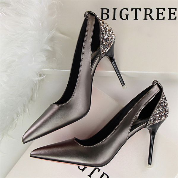 

glitter heels office shoes women brand heels stiletto brand shoes women designers high heels women valentine shoes zapatos de mujer tacones, Black