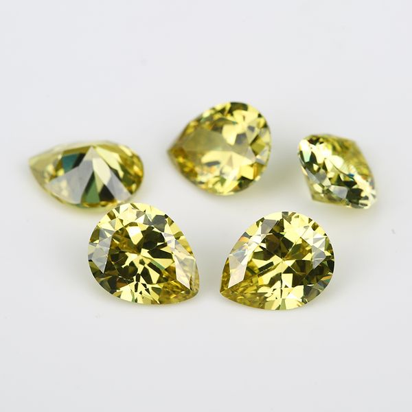 

2x3~13x18mm 5a grade olive yellow color pear shape cubic zirconia stone loose cz stone synthetic gems, Black