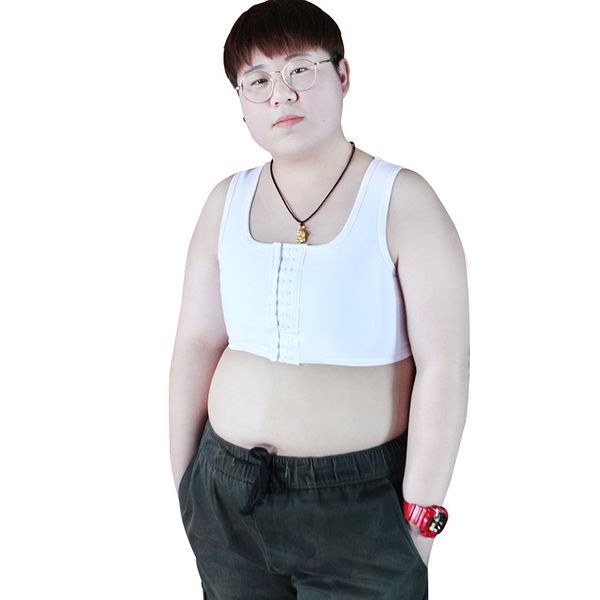 

tomboy mesh chest binder trans ультра-плоский дышащие короткий корсет les plus размер vest танк топы косплей спорт белье лесби, Black;white