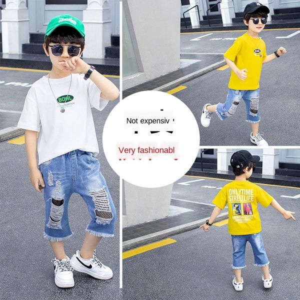 

wear boys' summer suit 2020 western handsome children's children's short-sleeved two-piece suit casual summer fashion
