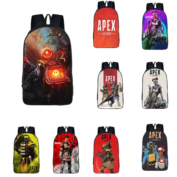 

38 styles apex legends backpacks apex legends 3d printed school bags game cosplay large capacity shoulder bags a19022701 10pcs