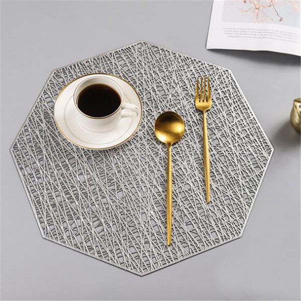 

new creative octagonal hollow insulation pad solid color simple japanese non-slip pvc western pad cushion