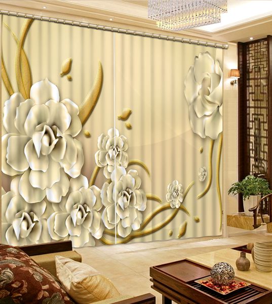 

3d carved flower luxury 3d window curtain living room wedding bedroom