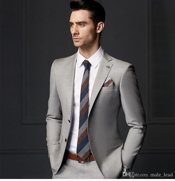 

handsome groomsmen grey groom tuxedos mens wedding dress man jacket blazer prom dinner 2 piece suit(jacket+pants+tie) a185, Black;gray