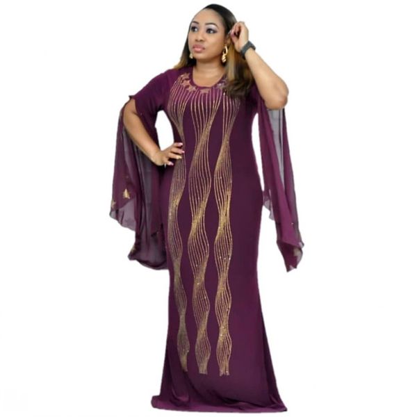 

african dresses for women dashiki diamond african clothes bazin broder riche slim ruffle sleeve robe evening long dress, Red