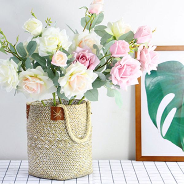 

artificial flower silk rose floral bridal bouquet wedding background flower table home party indoor decor fake large rose