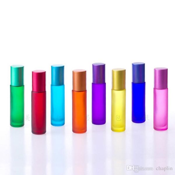 

thick 10ml 1 3oz roll on glass bottle frosted blue for essential oil empty aromatherapy perfume bottle with stainless steel roller ball