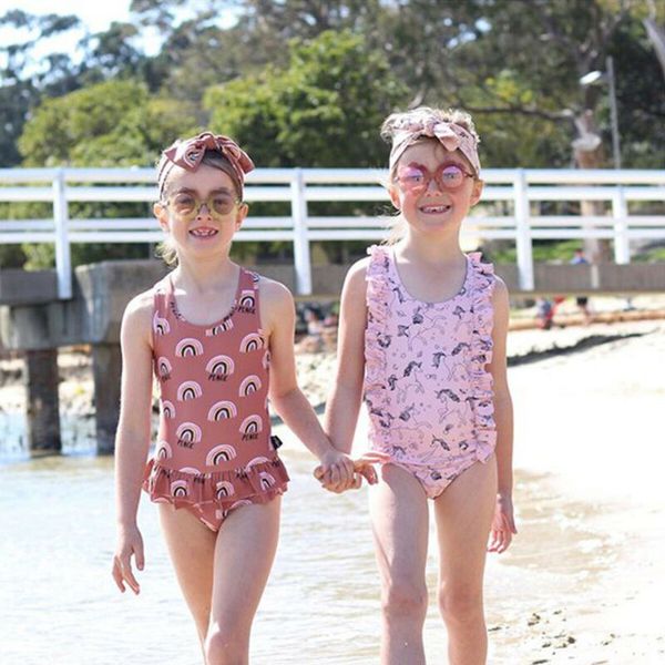 

baby girl swimwear summer toddler baby girls leopard print one-piece swimsuit swimwear swimming clothes, Blue