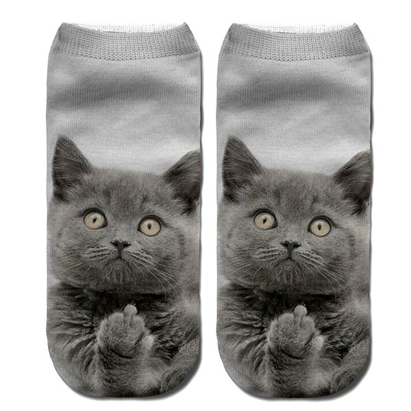 

lovely anti-slip 3d pattern ankle cat pattern elastic socks cartoon, Black;white