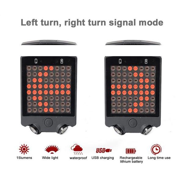 

rechargeable bicycle tail lights bike cycling safety turn signal tail light wireless remote control steering taillight bike