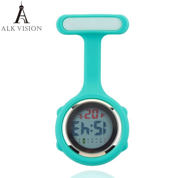 

digital silicone nurse watch fob pocket doctor timepiece brooch lapel medical clock quartz with clip alk, Slivery;golden