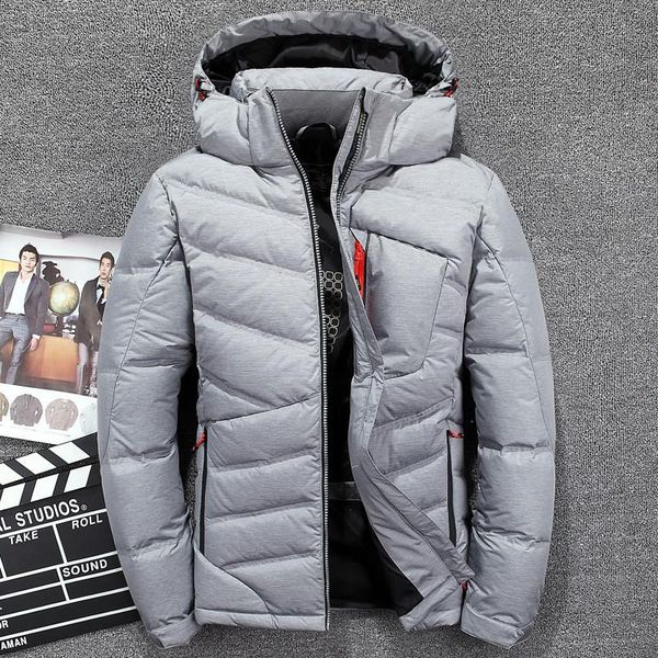 

2018 men fashion brand down jacket winter down coat parka white duck short section thickening business jackets coat hood, Black