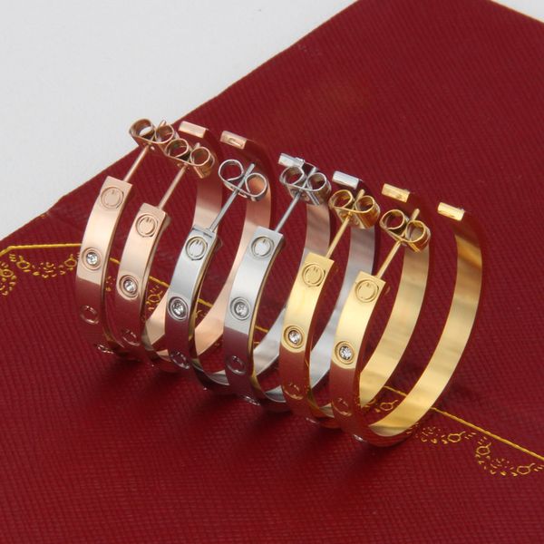 

бренд sell 2018 brand fashion нержавеющая сталь большой винт серьги серебро розовое золото шпильки любовь earrigns для любителей женщин прох, Golden;silver