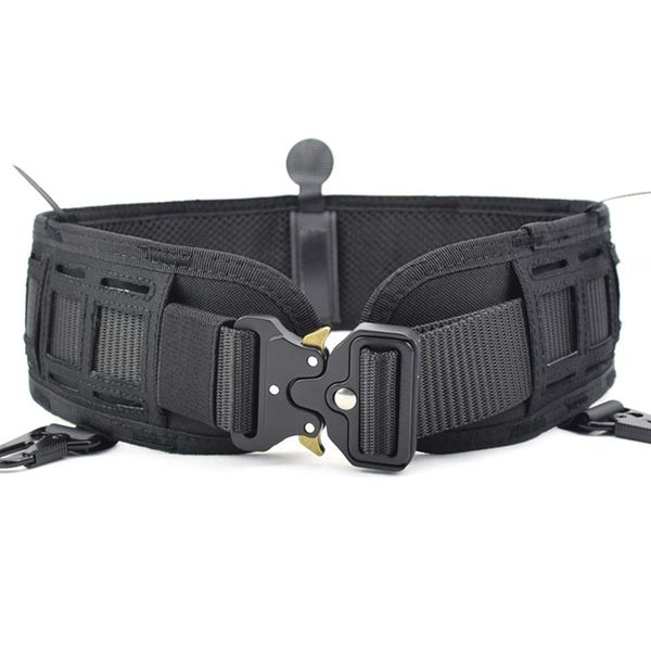 

high strength multifunction outdoor waist belt slim belt new combat duty tactical sport army adjustable waistband, Black;gray