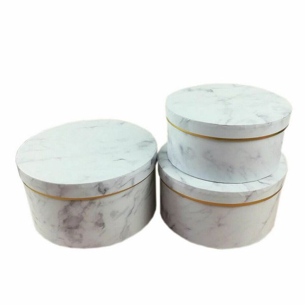 

the #039; 3 pcs florist flowers gifts box marble pattern round packing case for wedding party 889