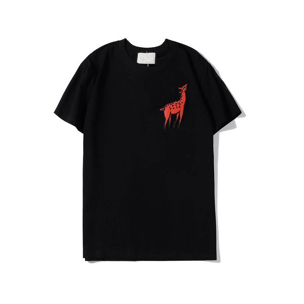 

mens womens designer t shirts new arrival fashion brand fawn embroidery sports casual luxury shirts couplesummer black white s-xxl with logo, White;black