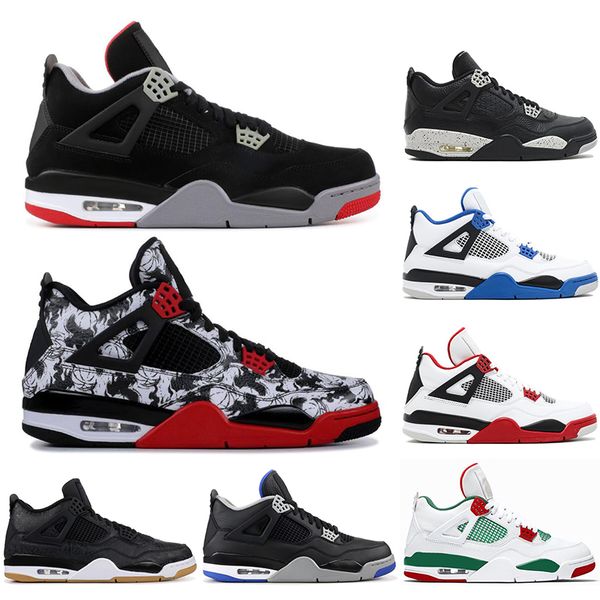 

with socks air jordan retro 4 4s basketball shoes bred royalty tattoo black cat alternat sports sneakers shoes 40-47