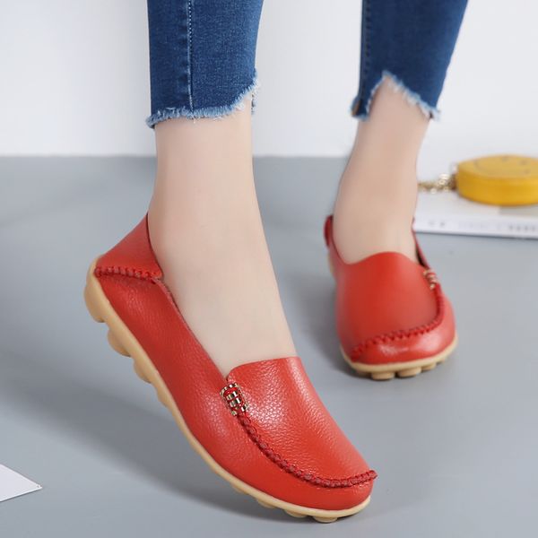 

women flats genuine leather nice fashion women shoes breathable slip-on peas massage ballet flats candy colors, Black