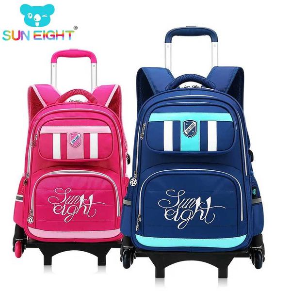 

sun eight luggage backpack for boys and girls six wheels wheeled bag school backpack for children trolly school bag trolley