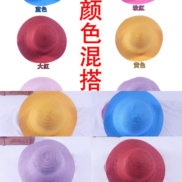 

children handmade graffiti diy preschool art painting colorful straw hat parent-child diy painting summer straw hat, Yellow