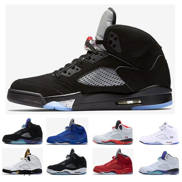 

wholesale 5 5s men basketball shoes white og black metallic grape blue fire red suede 5s mens sports shoes sneaker size 41-47