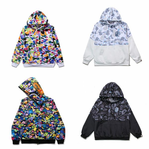 

mens clothing ape hoodie mens designer jackets off shark muti-color camouflage streewear white a bathing aape ape sweatershirt, Black;red