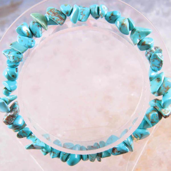 

4pcs women jewelry gift bracelet natural stone green howlite 4x8mm chip beads bangle stretch 7" h1411, Black