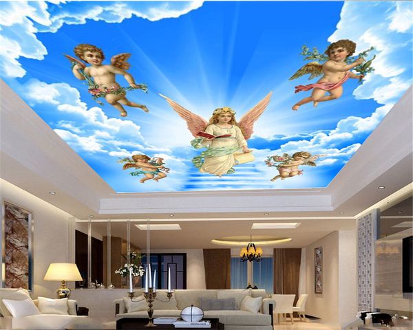 

3d wallpaper beautiful angels and little angels spread the gospel of love custom european-style zenith environmental protection wallpaper