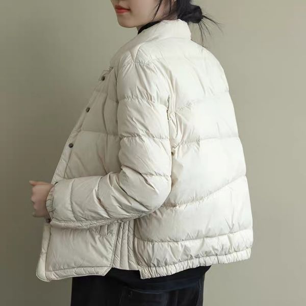 

mock neck случайного универсальный дизайн белого утка вниз сплошной пуховик, Black