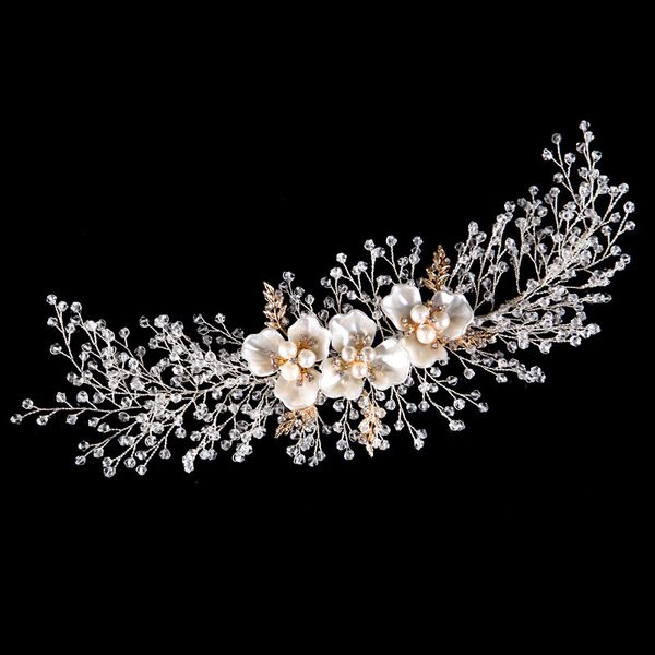 

1pcs silver color women crystal headbands wedding bridal hair jewelry accessories head decoration handmade tiara hair ornament, Golden;white