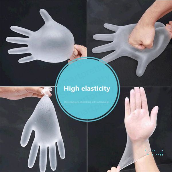 

100pcs/lot disposable pvc transparent glove environmental protective anti dust gloves without powder kitchen home supplies wholesale e32413, White