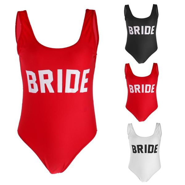 

bride letter print women swimwear one piece bikini bodysuit swimsuit beachwear monokini swimming suit beach black red white