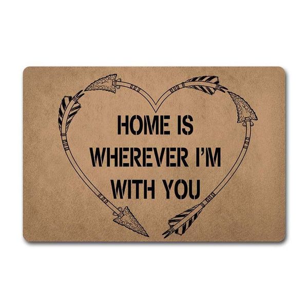 

decorative bathroom door mats home is wherever i'm with you arrow heart love machine washable personalized floor mat(23.6 x 15.7
