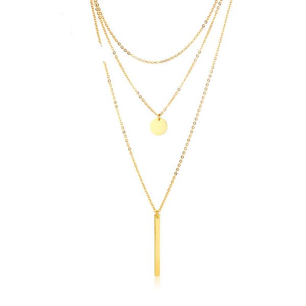 

gold color classic retro lady's circle long strip pendant necklace stainless steel cool pendant gift for girls women j428, Silver