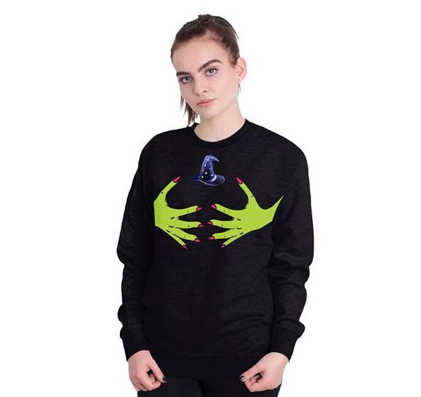

human organ hands print blood mouth pattern sweater lovers pullover hoodies men women holloween costume long sleeved t-shirt sweatshirt, Black