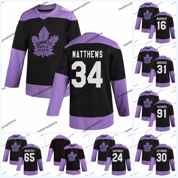 

youth toronto maple leafs fights cancer practice jersey john tavares auston matthews frederik andersen mitchell marner rasmus sandin rielly, Black;red