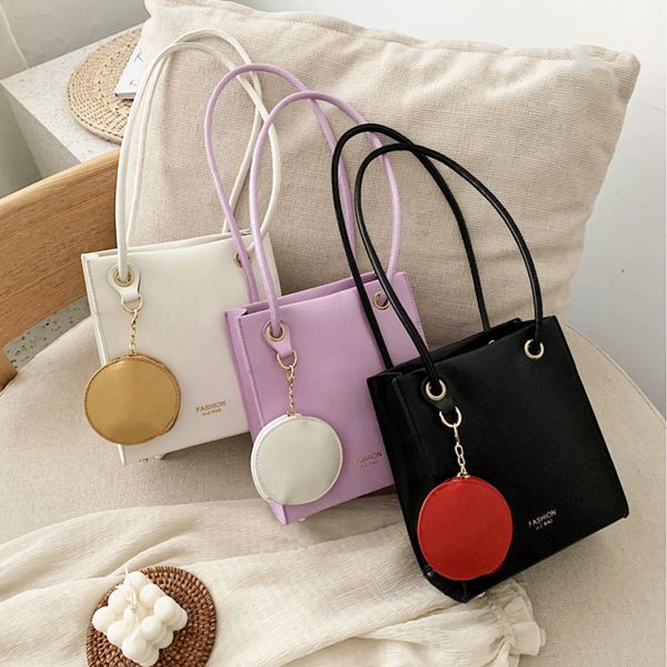 

fashion pu leather women shoulder bags solid color magnetic buckle ladies handbags female daily round purse small tote bag bolsa