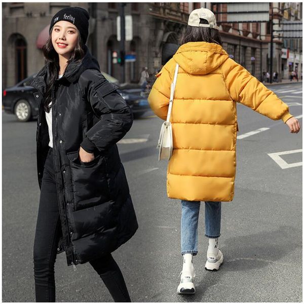 

winter jacket women 2019 parkas women 4 colors wadded female coats warm outwear hooded faux fur collar 3xl e75, Tan;black