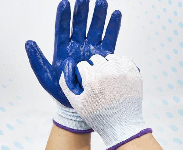 

дин цин труда страхование перчатки износостойкие противоскользящие dip нитриловые перчатки белая пряжа синий бутиловые прозрачный резиновые