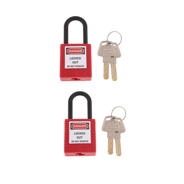 

2 pcs premium safety lockout padlocks red - insulated nylon shackle padlock for circuit breaker door