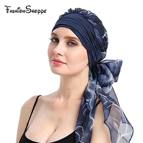 

new women chemo headwear turbans long hair head scarf head wraps cancer hats boho pre-tied bandana hair accessories for women, Red