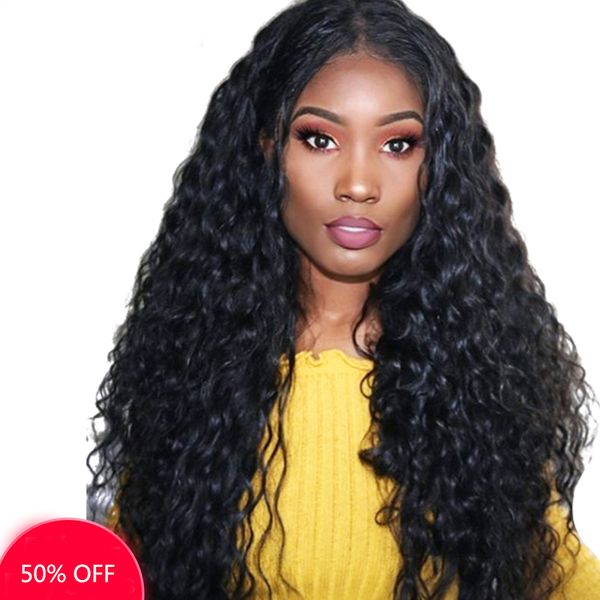

brazilian water wave 360 lace frontal wigs lace front human hair wigs pre plucked with baby hair remy brazilian lace wig, Black;brown