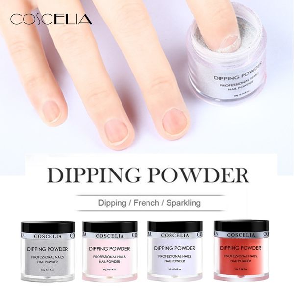 

coscelia dipping nail powders gradient french nail natural color holographic glitter without lamp cure art decorations, Silver;gold