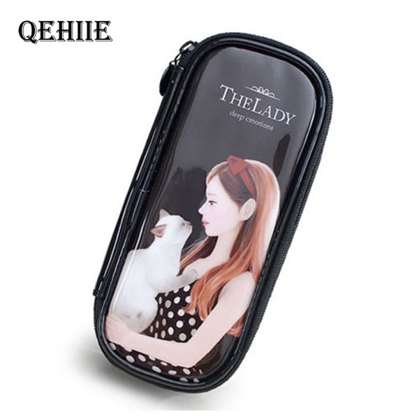 

korea travel cosmetic bag fashion cute girl printing cosmetic case multi-function organizer makeup brush bag student pencil case