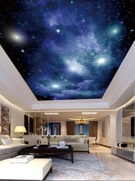 Пользовательские 3D фото обои пространство Звездная ночь сцена потолок настенная живопись Гостиная Спальня обои Home Decor
