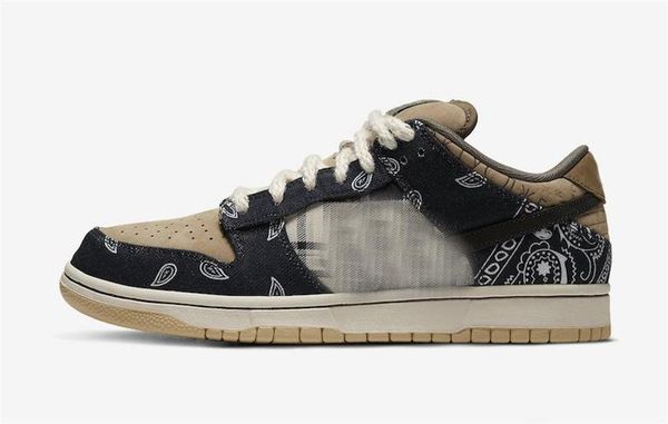 

2020 authentic travis scotts x sb dunk low parachute beige basketball shoes petra brown black ct5053-001 skate sneakers size 5-13