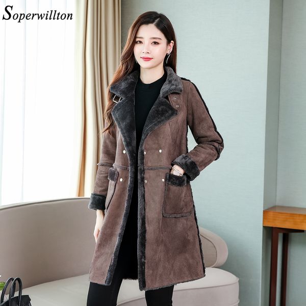 

deerskin winter jacket women's coats pink brown long leathern parka fashion 2019 female high collar coat plus size, Black