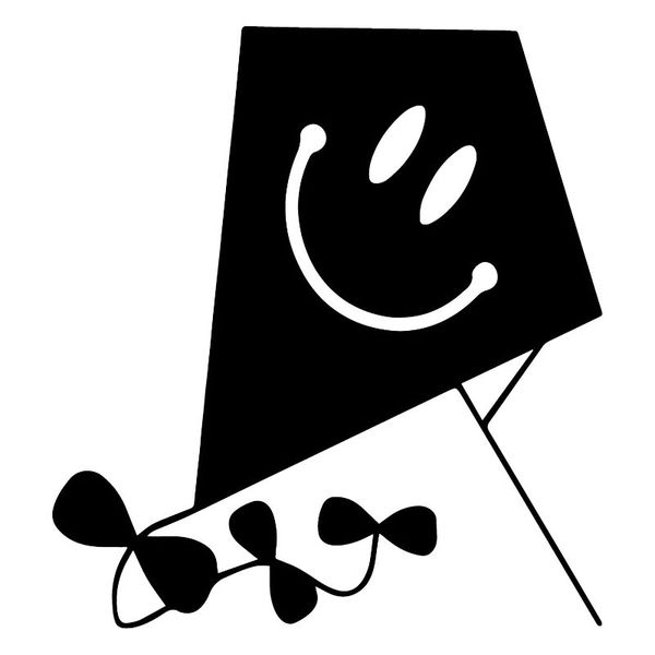 

16*17.5cm kite with happy face cartoon window decoration vinyl decals car sticker and decals