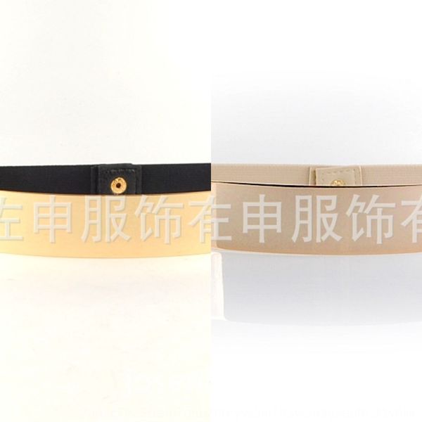 

gold super long metal waist seal simple versatile elastic women's 401 golden belt super long belt, Black;brown