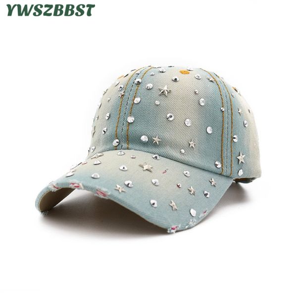 

summer women baseball caps star diamond cowboy hat summer bone snapback hat fashion female visor women's sun cap, Blue;gray